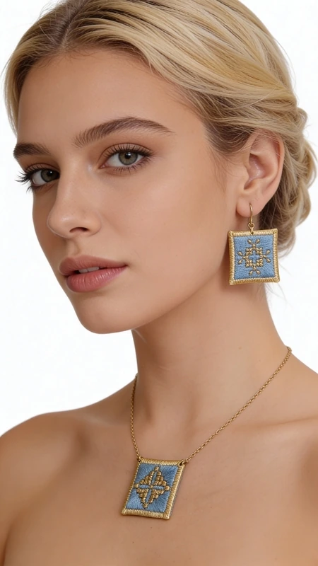 Κεντητά σκουλαρίκια statement με γεωμετρικά σχέδια από χρυσοκλωστή σε γαλάζιο - SKOUL-4700, Τα statement σκουλαρίκια με κεντητά γεωμετρικά σχέδια σε γαλάζιο χρώμα θα γίνουν το αγαπημένο σας αξεσουάρ για κάθε ιδιαίτερη περίσταση. Σχεδιασμένα από την Ελληνίδα Σχεδιάστρια Κοσμημάτων Αικατερίνη Χαλκιαδάκη, αυτά τα εντυπωσιακά χειροποίητα σκουλαρίκια συνδυάζουν την παραδοσιακή τέχνη του κεντήματος με σύγχρονο design.
Η χρυσοκλωστή σε απαλό γαλάζιο χρώμα δημιουργεί ένα μοναδικό γεωμετρικό μοτίβο που προσθέτει κομψότητα και στυλ σε κάθε εμφάνιση. Τα κεντητά σκουλαρίκια έχουν τετράγωνο σχήμα και μεσαίο μέγεθος, ιδανικό για να κάνουν statement χωρίς να είναι υπερβολικά βαριά. Η λεπτομερής χειροτεχνία και το folklore design τους κάνουν ιδιαίτερα για βραδινές εξόδους, ειδικές εκδηλώσεις ή ακόμα και για γαμήλιες εμφανίσεις. Συντηρήστε τα σκουλαρίκια σας αποθηκεύοντάς τα σε στεγνό μέρος και αποφεύγοντας την επαφή με νερό ή χημικά προϊόντα για να διατηρήσουν το χρώμα τους.
Υλικό: Ορείχαλκος, Ύφασμα