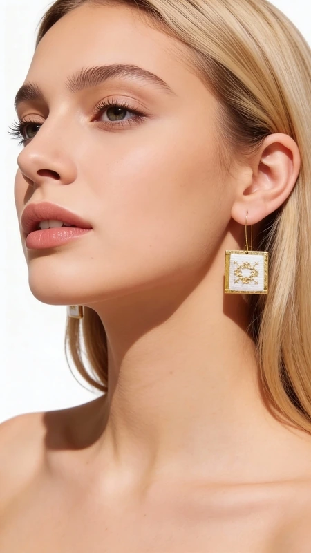 Κεντητά statement σκουλαρίκια που συνδυάζουν τη σύγχρονη αισθητική με την παραδοσιακή τέχνη του κεντήματος σε λευκή απόχρωση. Αυτά τα εντυπωσιακά χειροποίητα σκουλαρίκια, σχεδιασμένα από την Ελληνίδα Σχεδιάστρια Κοσμημάτων Αικατερίνη Χαλκιαδάκη, παρουσιάζουν γεωμετρικά μοτίβα με χρυσοκλωστή που δημιουργούν μια μοναδική αίσθηση πολυτέλειας.\u000AΗ τετράγωνη φόρμα με το περίτεχνο κέντημα στο εσωτερικό προσφέρει μια μοντέρνα ερμηνεία της παραδοσιακής χειροτεχνίας. Το λευκό χρώμα τα καθιστά ιδανικά για νυφικές εμφανίσεις ή κομψές βραδινές εξόδους, ενώ η statement φόρμα τους προσδίδει άμεση αναγνωρισιμότητα. Τα κρεμαστά σκουλαρίκια φοριούνται άνετα και προσθέτουν έναν sophisticated χαρακτήρα σε κάθε outfit. Συνδυάστε τα με μονόχρωμα outfits για να αναδείξετε τη μοναδική τους ομορφιά. Φυλάξτε τα σε στεγνό μέρος και καθαρίζετε τα απαλά με στεγνό πανί για να διατηρήσετε τη λάμψη της χρυσοκλωστής.\u000AΥλικό: Ορείχαλκος, Ύφασμα