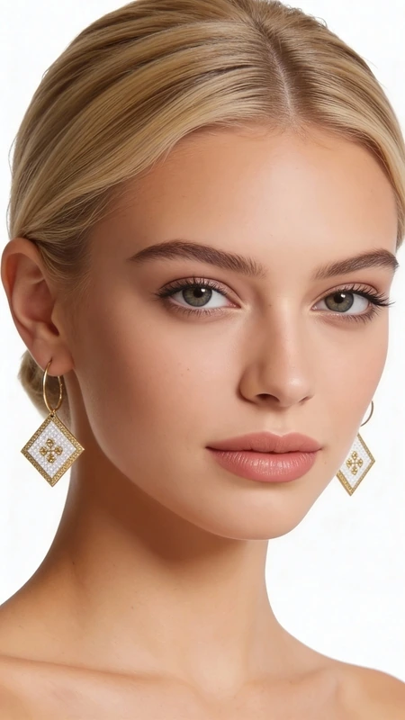 Κεντητά σκουλαρίκια statement με γεωμετρικά σχέδια από χρυσοκλωστή σε λευκό - SKOUL-4684, Τα statement κεντητά σκουλαρίκια με γεωμετρικά σχέδια από χρυσοκλωστή σε λευκό αποτελούν την τέλεια επιλογή για τη σύγχρονη γυναίκα που αναζητά εντυπωσιακά χειροποίητα κοσμήματα. Σχεδιασμένα από την Ελληνίδα Σχεδιάστρια Κοσμημάτων Αικατερίνη Χαλκιαδάκη, συνδυάζουν παραδοσιακές τεχνικές κεντήματος με μοντέρνα αισθητική.
Κάθε σκουλαρίκι δημιουργείται με προσεκτική χειροτεχνία, χρησιμοποιώντας χρυσοκλωστή που σχηματίζει εντυπωσιακά γεωμετρικά μοτίβα σε λευκή βάση. Το ιδιαίτερο σχέδιο με τα διαμαντέ λεπτομέρειες προσδίδει λάμψη και κομψότητα, καθιστώντας τα ιδανικά για ιδιαίτερες στιγμές και γάμους.
Τα κεντητά σκουλαρίκια διαθέτουν ανάγλυφη υφή που τονίζει το χειροποίητο χαρακτήρα τους, ενώ οι χρυσές λεπτομέρειες δημιουργούν όμορφες αντιθέσεις με το λευκό φόντο. Είναι αρκετά εντυπωσιακά για να αποτελέσουν το κύριο στοιχείο του look σας. Συντηρήστε τα σκουλαρίκια σας σε στεγνό χώρο και αποφύγετε την επαφή με αρώματα και κρέμες για να διατηρήσετε τη λάμψη τους.
Υλικό: Ορείχαλκος, Ύφασμα