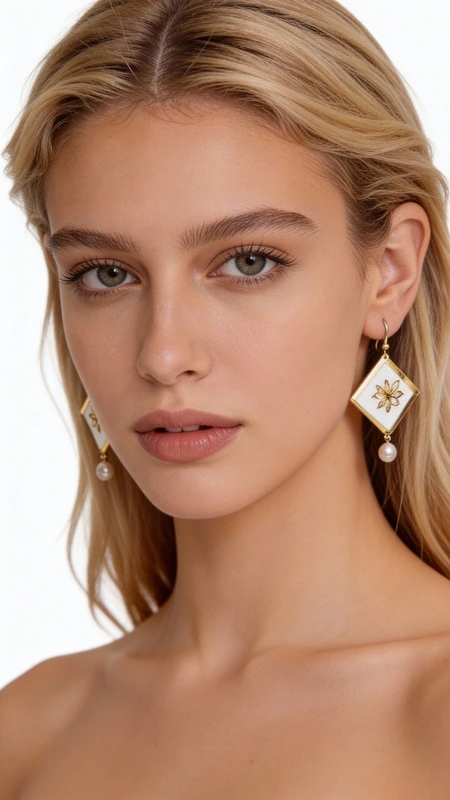 Ανακαλύψτε τη μαγεία των κεντητών statement σκουλαρικιών με γεωμετρικά σχέδια, έργο τέχνης σχεδιασμένο από την Ελληνίδα Σχεδιάστρια Κοσμημάτων Αικατερίνη Χαλκιαδάκη. Αυτά τα εντυπωσιακά χειροποίητα σκουλαρίκια συνδυάζουν τη λευκή κομψότητα με χρυσές λεπτομέρειες, δημιουργώντας ένα μοναδικό κόσμημα που ξεχωρίζει.\u000AΚάθε σκουλαρίκι διακοσμείται με γεωμετρικό κέντημα από χρυσοκλωστή πάνω σε λευκή βάση, ενώ ολοκληρώνεται με κομψή πέρλα που κρέμεται στο κάτω μέρος. Η ρομβοειδής φόρμα με τη χρυσή αστεροειδή διακόσμηση προσδίδει μοντέρνα αισθητική, καθιστώντας το ιδανικό για ιδιαίτερες στιγμές και επίσημες εμφανίσεις.\u000AΑυτά τα εντυπωσιακά κρεμαστά σκουλαρίκια αποτελούν την τέλεια επιλογή για γυναίκες που αγαπούν τα πρωτότυπα χειροποίητα κοσμήματα. Συνδυάστε τα με κλασικά ή μοντέρνα outfits για μια εμφάνιση που θα κλέψει τις εντυπώσεις.\u000AΦροντίστε τα απαλά με στεγνό πανί και αποθηκεύστε τα σε στεγνό μέρος για να διατηρήσουν τη λάμψη τους.\u000AΥλικό: Ορείχαλκος, Ύφασμα \u000AΠέτρα: Πέρλα