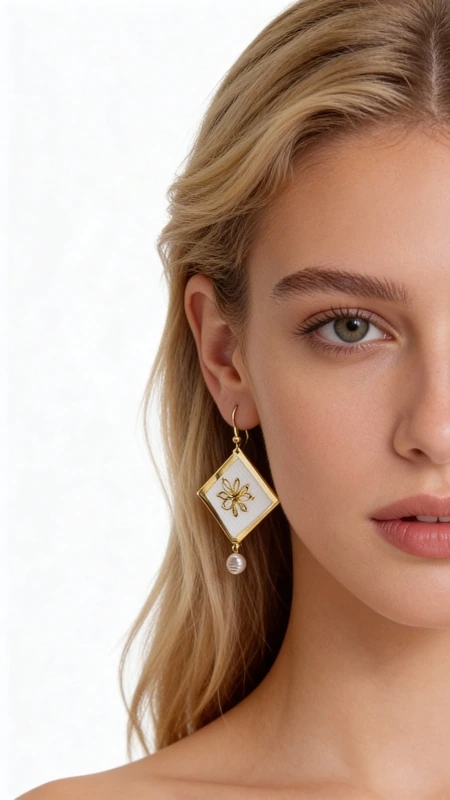 Κεντητά σκουλαρίκια statement με γεωμετρικά σχέδια από χρυσοκλωστή σε λευκό - SKOUL-4695, Ανακαλύψτε τη μαγεία των κεντητών statement σκουλαρικιών με γεωμετρικά σχέδια, έργο τέχνης σχεδιασμένο από την Ελληνίδα Σχεδιάστρια Κοσμημάτων Αικατερίνη Χαλκιαδάκη. Αυτά τα εντυπωσιακά χειροποίητα σκουλαρίκια συνδυάζουν τη λευκή κομψότητα με χρυσές λεπτομέρειες, δημιουργώντας ένα μοναδικό κόσμημα που ξεχωρίζει.
Κάθε σκουλαρίκι διακοσμείται με γεωμετρικό κέντημα από χρυσοκλωστή πάνω σε λευκή βάση, ενώ ολοκληρώνεται με κομψή πέρλα που κρέμεται στο κάτω μέρος. Η ρομβοειδής φόρμα με τη χρυσή αστεροειδή διακόσμηση προσδίδει μοντέρνα αισθητική, καθιστώντας το ιδανικό για ιδιαίτερες στιγμές και επίσημες εμφανίσεις.
Αυτά τα εντυπωσιακά κρεμαστά σκουλαρίκια αποτελούν την τέλεια επιλογή για γυναίκες που αγαπούν τα πρωτότυπα χειροποίητα κοσμήματα. Συνδυάστε τα με κλασικά ή μοντέρνα outfits για μια εμφάνιση που θα κλέψει τις εντυπώσεις.
Φροντίστε τα απαλά με στεγνό πανί και αποθηκεύστε τα σε στεγνό μέρος για να διατηρήσουν τη λάμψη τους.
Υλικό: Ορείχαλκος, Ύφασμα 
Πέτρα: Πέρλα