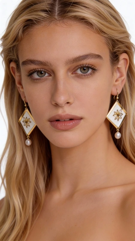 Κεντητά σκουλαρίκια statement με γεωμετρικά σχέδια από χρυσοκλωστή σε λευκό - SKOUL-4695, Ανακαλύψτε τη μαγεία των κεντητών statement σκουλαρικιών με γεωμετρικά σχέδια, έργο τέχνης σχεδιασμένο από την Ελληνίδα Σχεδιάστρια Κοσμημάτων Αικατερίνη Χαλκιαδάκη. Αυτά τα εντυπωσιακά χειροποίητα σκουλαρίκια συνδυάζουν τη λευκή κομψότητα με χρυσές λεπτομέρειες, δημιουργώντας ένα μοναδικό κόσμημα που ξεχωρίζει.
Κάθε σκουλαρίκι διακοσμείται με γεωμετρικό κέντημα από χρυσοκλωστή πάνω σε λευκή βάση, ενώ ολοκληρώνεται με κομψή πέρλα που κρέμεται στο κάτω μέρος. Η ρομβοειδής φόρμα με τη χρυσή αστεροειδή διακόσμηση προσδίδει μοντέρνα αισθητική, καθιστώντας το ιδανικό για ιδιαίτερες στιγμές και επίσημες εμφανίσεις.
Αυτά τα εντυπωσιακά κρεμαστά σκουλαρίκια αποτελούν την τέλεια επιλογή για γυναίκες που αγαπούν τα πρωτότυπα χειροποίητα κοσμήματα. Συνδυάστε τα με κλασικά ή μοντέρνα outfits για μια εμφάνιση που θα κλέψει τις εντυπώσεις.
Φροντίστε τα απαλά με στεγνό πανί και αποθηκεύστε τα σε στεγνό μέρος για να διατηρήσουν τη λάμψη τους.
Υλικό: Ορείχαλκος, Ύφασμα 
Πέτρα: Πέρλα