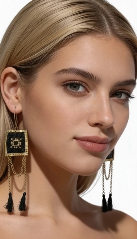 Κεντητά σκουλαρίκια statement με γεωμετρικά σχέδια από χρυσοκλωστή σε μαύρο - SKOUL-4687, Τα statement κεντητά σκουλαρίκια με γεωμετρικά σχέδια από χρυσοκλωστή σε μαύρο χρώμα είναι η τέλεια επιλογή για γυναίκες που θέλουν να ξεχωρίζουν. Σχεδιασμένα από την Ελληνίδα Σχεδιάστρια Κοσμημάτων Αικατερίνη Χαλκιαδάκη, συνδυάζουν την παραδοσιακή τέχνη της χρυσοκλωστής με σύγχρονη αισθητική.
Κάθε σκουλαρίκι διαθέτει τετράγωνο κεντητό στοιχείο με χρυσό περίγραμμα και μαύρη βάση, ενώ οι κομψές χρυσές αλυσίδες καταλήγουν σε μαύρες φούντες που προσθέτουν κίνηση και δραματικότητα. Το γεωμετρικό σχέδιο με το κεντρικό αστέρι δημιουργεί ένα μοναδικό οπτικό αποτέλεσμα που τραβά τα βλέμματα.
Τα χειροποίητα κρεμαστά σκουλαρίκια είναι ιδανικά για ιδιαίτερες εμφανίσεις, γάμους, βραδινές εξόδους και όσες στιγμές θέλετε να αισθανθείτε μοναδική. Το μήκος τους τα καθιστά εντυπωσιακά χωρίς να είναι υπερβολικά, ενώ τα κομψά χρώματα μαύρο-χρυσό ταιριάζουν με κάθε ντύσιμο.
Φυλάσσετε σε στεγνό μέρος μακριά από υγρασία και αποφεύγετε την επαφή με καλλυντικά.
Υλικό: Ορείχαλκος, Ύφασμα