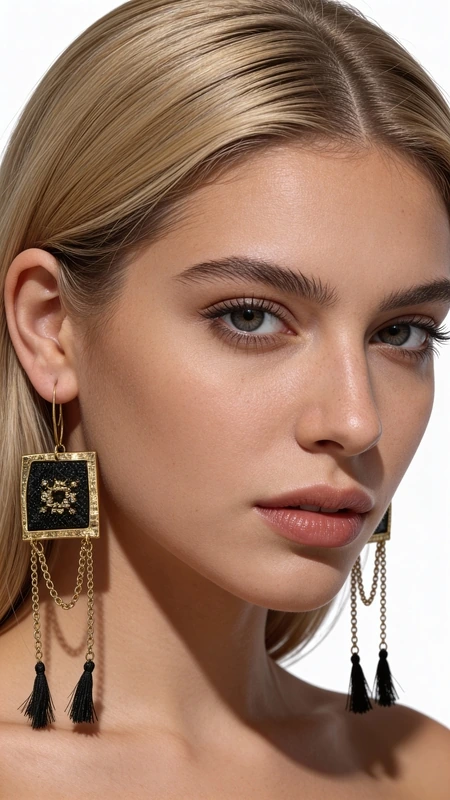 Κεντητά σκουλαρίκια statement με γεωμετρικά σχέδια από χρυσοκλωστή σε μαύρο - SKOUL-4687, Τα statement κεντητά σκουλαρίκια με γεωμετρικά σχέδια από χρυσοκλωστή σε μαύρο χρώμα είναι η τέλεια επιλογή για γυναίκες που θέλουν να ξεχωρίζουν. Σχεδιασμένα από την Ελληνίδα Σχεδιάστρια Κοσμημάτων Αικατερίνη Χαλκιαδάκη, συνδυάζουν την παραδοσιακή τέχνη της χρυσοκλωστής με σύγχρονη αισθητική.
Κάθε σκουλαρίκι διαθέτει τετράγωνο κεντητό στοιχείο με χρυσό περίγραμμα και μαύρη βάση, ενώ οι κομψές χρυσές αλυσίδες καταλήγουν σε μαύρες φούντες που προσθέτουν κίνηση και δραματικότητα. Το γεωμετρικό σχέδιο με το κεντρικό αστέρι δημιουργεί ένα μοναδικό οπτικό αποτέλεσμα που τραβά τα βλέμματα.
Τα χειροποίητα κρεμαστά σκουλαρίκια είναι ιδανικά για ιδιαίτερες εμφανίσεις, γάμους, βραδινές εξόδους και όσες στιγμές θέλετε να αισθανθείτε μοναδική. Το μήκος τους τα καθιστά εντυπωσιακά χωρίς να είναι υπερβολικά, ενώ τα κομψά χρώματα μαύρο-χρυσό ταιριάζουν με κάθε ντύσιμο.
Φυλάσσετε σε στεγνό μέρος μακριά από υγρασία και αποφεύγετε την επαφή με καλλυντικά.
Υλικό: Ορείχαλκος, Ύφασμα