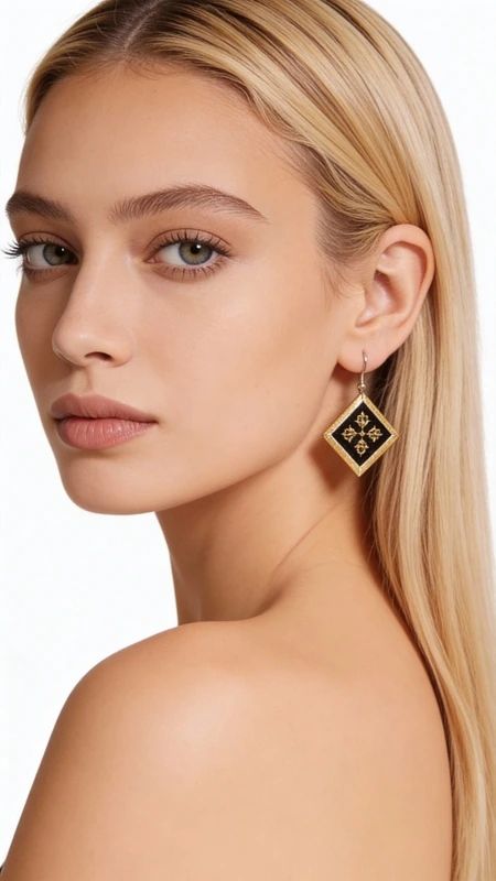 Κεντητά σκουλαρίκια statement με γεωμετρικά σχέδια από χρυσοκλωστή σε μαύρο - SKOUL-4694, Τα κεντητά statement σκουλαρίκια με γεωμετρικά σχέδια από χρυσοκλωστή σε μαύρη βάση αποτελούν την τέλεια επιλογή για όσες αναζητούν εντυπωσιακά και πρωτότυπα κοσμήματα. Σχεδιασμένα από την Ελληνίδα Σχεδιάστρια Κοσμημάτων Αικατερίνη Χαλκιαδάκη, αυτά τα χειροποίητα σκουλαρίκια συνδυάζουν την παραδοσιακή τέχνη του κεντήματος με σύγχρονο design.
Η μαύρη βάση με τα χρυσά γεωμετρικά μοτίβα δημιουργεί έναν εκλεπτυσμένο συνδυασμό που προσθέτει sophistication σε κάθε εμφάνιση. Τα ρομβοειδή σχήματα κεντημένα με χρυσοκλωστή δίνουν έναν ethnic αέρα που ταιριάζει τόσο σε καθημερινά όσο και σε επίσημα looks. Η κρεμαστή φόρμα τους κινείται όμορφα και προσθέτει κίνηση στο πρόσωπο.
Ιδανικά για γάμους, βραδινές εξόδους ή όταν θέλετε να προσθέσετε μία καλλιτεχνική νότα στο ντύσιμό σας. Φροντίστε τα ήπια με στεγνό καθάρισμα και αποθηκεύστε τα σε στεγνό μέρος για να διατηρήσουν την ομορφιά τους.
Υλικό: Ορείχαλκος, Ύφασμα