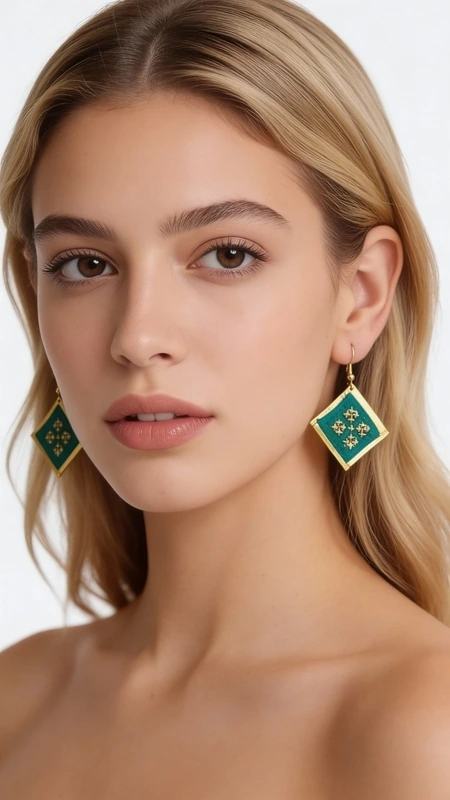 Ανακαλύψτε τη μαγεία των κεντητών σκουλαρικιών statement με γεωμετρικά σχέδια που μετατρέπουν κάθε εμφάνιση σε εντυπωσιακή. Αυτά τα μοναδικά χειροποίητα σκουλαρίκια, σχεδιασμένα από την Ελληνίδα Σχεδιάστρια Κοσμημάτων Αικατερίνη Χαλκιαδάκη, διαθέτουν πλούσιο πράσινο χρώμα και χρυσή κλωστή που δημιουργούν ένα εκθαμβωτικό contrast.\u000AΚάθε σκουλαρίκι είναι προσεκτικά κεντημένο με χρυσοκλωστή, δημιουργώντας γεωμετρικά μοτίβα που θυμίζουν την παραδοσιακή ελληνική τέχνη με σύγχρονη αισθητική. Ο συνδυασμός του έντονου πράσινου με τις χρυσές λεπτομέρειες προσφέρει μια κομψή εμφάνιση που ταιριάζει τόσο στην καθημερινότητα όσο και σε ειδικές περιστάσεις.\u000AΑυτά τα statement σκουλαρίκια είναι ιδανικά για γυναίκες που θέλουν να ξεχωρίζουν με στιλ και αυτοπεποίθηση. Το μοναδικό folklore design τους τα καθιστά τέλειο επιλογή για γάμους, βραδινές εξόδους ή κάθε στιγμή που θέλετε να νιώσετε ξεχωριστή.\u000AΦροντίστε τα απαλά με μαλακό πανί και αποθηκεύστε τα σε στεγνό μέρος για να διατηρήσουν τη λάμψη τους.\u000AΥλικό: Ορείχαλκος, Ύφασμα