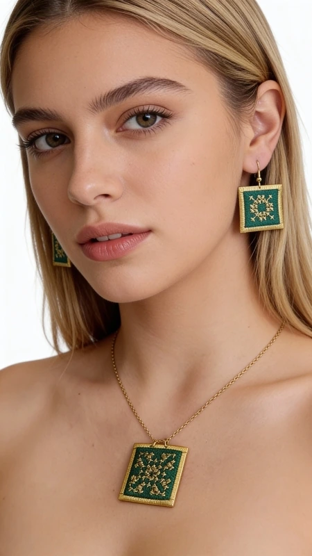 Κεντητά σκουλαρίκια statement με γεωμετρικά σχέδια από χρυσοκλωστή σε πράσινο - SKOUL-4699, Εντυπωσιακά statement σκουλαρίκια κεντητά με χρυσοκλωστή που συνδυάζουν τη μοναδική αισθητική του ελληνικού folklore με τη μοντέρνα κομψότητα. Αυτά τα χειροποίητα κοσμήματα σχεδιασμένα από την Ελληνίδα Σχεδιάστρια Κοσμημάτων Αικατερίνη Χαλκιαδάκη παρουσιάζουν ένα μαγευτικό τετράγωνο σχήμα σε έντονο πράσινο χρώμα με χρυσά κεντήματα που σχηματίζουν γεωμετρικά μοτίβα.
Τα κεντητά σκουλαρίκια διαθέτουν λεπτομερή χειροτεχνία με χρυσοκλωστή που δημιουργεί εκλεπτυσμένα σχέδια πάνω σε πράσινη βάση. Το κεντητό ύφασμα περιβάλλεται από χρυσό πλαίσιο που προσδίδει πολυτελή εμφάνιση, ενώ το μέγεθός τους τα καθιστά ιδανικά για statement εμφανίσεις. Είναι τέλεια για γαμήλιες εκδηλώσεις, ειδικές περιστάσεις ή όταν θέλετε να προσθέσετε μια εντυπωσιακή πινελιά στο καθημερινό σας στυλ.
Φροντίστε τα κεντητά σκουλαρίκια σας αποφεύγοντας την επαφή με νερό και αποθηκεύοντάς τα σε στεγνό μέρος για να διατηρήσουν την ομορφιά τους.
Υλικό: Ορείχαλκος, Ύφασμα