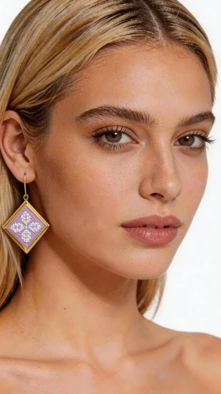 Κεντητά σκουλαρίκια statement με γεωμετρικά σχέδια από χρυσοκλωστή σε λιλά - SKOUL-4709 | Candiashop Boutique, Τα statement κεντητά σκουλαρίκια σε λιλά απόχρωση με γεωμετρικά σχέδια από χρυσοκλωστή είναι η τέλεια επιλογή για να προσθέσετε μια πινελιά κομψότητας και πρωτοτυπίας στην εμφάνισή σας. Σχεδιασμένα από την Ελληνίδα Σχεδιάστρια Κοσμημάτων Αικατερίνη Χαλκιαδάκη, αυτά τα χειροποίητα σκουλαρίκια συνδυάζουν την παραδοσιακή τεχνική του κεντήματος με σύγχρονο design. Η τετράγωνη γεωμετρική φόρμα τους διακοσμείται με περίτεχνα κεντημένα μοτίβα σε μαλακή λιλά απόχρωση, ενώ το χρυσό περίγραμμα προσδίδει μια πολυτελή πινελιά. Το folklore design με τα λεπτομερή γεωμετρικά σχέδια δημιουργεί ένα μοναδικό κόσμημα που ξεχωρίζει και συμπληρώνει τόσο casual όσο και επίσημα looks. Ιδανικά για γυναίκες που αγαπούν τα εντυπωσιακά αξεσουάρ, αυτά τα σκουλαρίκια είναι τέλεια για ειδικές περιστάσεις, γάμους ή για να προσθέσουν χρώμα στην καθημερινότητά σας. Υλικό: Ορείχαλκος, Ύφασμα Για τη φροντίδα τους, φυλάσσετε τα σκουλαρίκια σε στεγνό μέρος και αποφεύγετε την επαφή με νερό και χημικά.