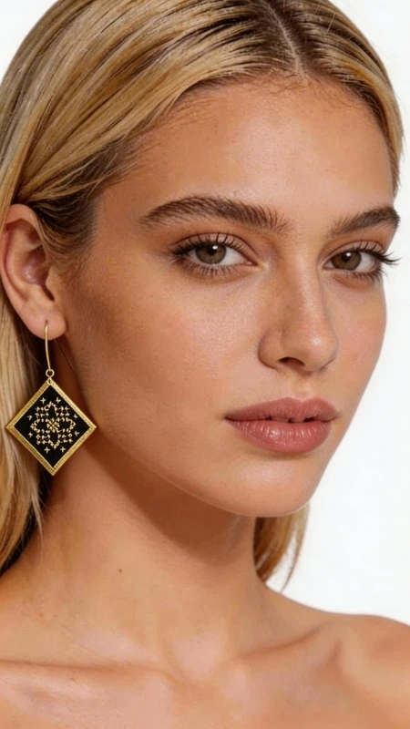 Κεντητά σκουλαρίκια statement με γεωμετρικά σχέδια από χρυσοκλωστή σε μαύρο - SKOUL-4708 | Candiashop Boutique, Τα statement κεντητά σκουλαρίκια με γεωμετρικά σχέδια από χρυσοκλωστή σε μαύρο φόντο είναι η τέλεια επιλογή για κάθε γυναίκα που αναζητά εντυπωσιακά και μοναδικά κοσμήματα. Σχεδιασμένα από την Ελληνίδα Σχεδιάστρια Κοσμημάτων Αικατερίνη Χαλκιαδάκη, αυτά τα χειροποίητα σκουλαρίκια συνδυάζουν την παραδοσιακή τέχνη του κεντήματος με σύγχρονο γεωμετρικό design. Κάθε σκουλαρίκι διαθέτει τετραγωνικό σχήμα με περίτεχνα χρυσά κεντήματα που σχηματίζουν εκλεπτυσμένα γεωμετρικά μοτίβα πάνω σε μαύρο υπόστρωμα. Η χρυσοκλωστή δημιουργεί υπέροχες αντανακλάσεις φωτός, προσδίδοντας λάμψη και κομψότητα σε κάθε κίνηση. Τα κρεμαστά σκουλαρίκια έχουν ιδανικό μέγεθος για να κάνουν statement χωρίς να είναι υπερβολικά. Αυτά τα μοντέρνα σκουλαρίκια είναι ιδανικά για ιδιαίτερες περιστάσεις, γάμους, βραδινές εξόδους αλλά και για να προσδώσουν μια πινελιά κομψότητας στην καθημερινότητά σας. Συνδυάζονται άψογα με μαύρα, χρυσά ή έντονα χρώματα. Υλικό: Ορείχαλκος, Ύφασμα Φροντίστε τα κεντητά σκουλαρίκια σας αποθηκεύοντάς τα σε στεγνό μέρος και αποφεύγοντας την επαφή με αρώματα και καλλυντικά.