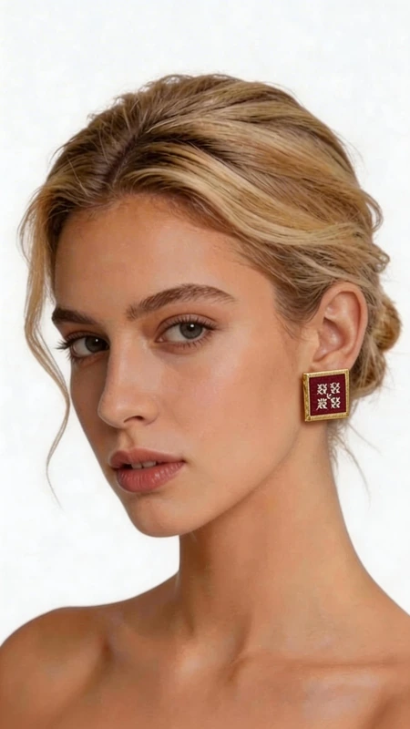 Κεντητά σκουλαρίκια statement με γεωμετρικά σχέδια από χρυσοκλωστή σε μπορντό - SKOUL-4717 | Candiashop Boutique, Τα statement κεντητά σκουλαρίκια με γεωμετρικά σχέδια από χρυσοκλωστή σε υπέροχο μπορντό χρώμα προσδίδουν μια μοναδική πινελιά κομψότητας σε κάθε σας εμφάνιση. Σχεδιασμένα από την Ελληνίδα Σχεδιάστρια Κοσμημάτων Αικατερίνη Χαλκιαδάκη, αυτά τα εντυπωσιακά χειροποίητα σκουλαρίκια συνδυάζουν την παραδοσιακή τέχνη του κεντήματος με σύγχρονο design. Κάθε σκουλαρίκι δημιουργείται με ιδιαίτερη προσοχή στη λεπτομέρεια, χρησιμοποιώντας χρυσοκλωστή που σχηματίζει γεωμετρικά μοτίβα σε βαθύ μπορντό φόντο. Η τετραγωνική φόρμα με χρυσό περίγραμμα προσφέρει μια σύγχρονη ερμηνεία του κλασικού κεντήματος, ιδανικά για γυναίκες που αγαπούν τα statement κοσμήματα. Αυτά τα μοναδικά σκουλαρίκια είναι τέλεια για ιδιαίτερες στιγμές όπως γάμους, βραδινές εξόδους ή επαγγελματικά events. Συνδυάζονται υπέροχα με μονόχρωμα outfits, προσδίδοντας χρώμα και κομψότητα. Υλικό: Ορείχαλκος, Ύφασμα Φροντίδα: Φυλάσσετε σε στεγνό μέρος και αποφεύγετε την επαφή με νερό και χημικά προϊόντα για τη διατήρηση των χρωμάτων.