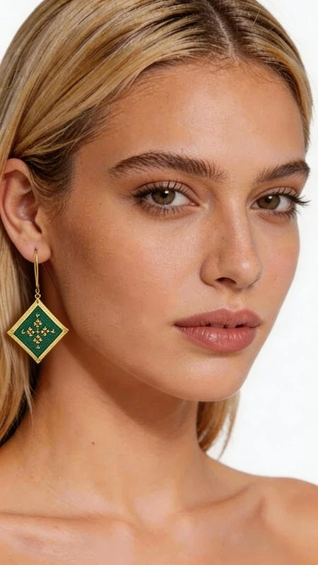 Κεντητά σκουλαρίκια statement με γεωμετρικά σχέδια από χρυσοκλωστή σε πράσινο - SKOUL-4713 | Candiashop Boutique, Αυτά τα εντυπωσιακά κεντητά σκουλαρίκια statement με γεωμετρικό σχέδιο θα γίνουν το απόλυτο αξεσουάρ για κάθε σας εμφάνιση. Η τετραγωνική τους φόρμα σε πράσινη απόχρωση με χρυσές λεπτομέρειες δημιουργεί μια μοναδική αισθητική που συνδυάζει το μοντέρνο στυλ με την παραδοσιακή τέχνη της κεντητικής. Σχεδιασμένα από την Ελληνίδα Σχεδιάστρια Κοσμημάτων Αικατερίνη Χαλκιαδάκη, αυτά τα χειροποίητα σκουλαρίκια ξεχωρίζουν για την εξαιρετική ποιότητα της χρυσοκλωστής και τη σύγχρονη ερμηνεία των γεωμετρικών μοτίβων. Το πράσινο χρώμα προσδίδει φρεσκάδα και ζωντάνια, ενώ οι χρυσές λεπτομέρειες αναδεικνύουν την κομψότητα του σχεδίου. Τα κρεμαστά αυτά σκουλαρίκια είναι ιδανικά για βραδινές εξόδους, ειδικές περιστάσεις ή όταν θέλετε να προσθέσετε μια δόση στυλ στην καθημερινή σας εμφάνιση. Η μοναδική τους φόρμα και το χρωματικό τους σχήμα τα καθιστούν απόλυτα versatile, συνδυάζονται τέλεια με μονόχρωμα outfits και προσδίδουν έναν εντυπωσιακό χαρακτήρα. Υλικό: Ορείχαλκος, Ύφασμα Φροντίστε τα σκουλαρίκια σας αποθηκεύοντάς τα σε στεγνό μέρος και καθαρίζοντάς τα απαλά με μαλακό πανί.