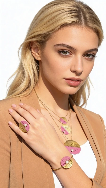 Αυτό το εντυπωσιακό statement βραχιόλι με μαργαριτάρι και ροζ χρώμα αποτελεί την τέλεια επιλογή για τη σύγχρονη γυναίκα που αγαπά τα minimal κοσμήματα με έντονη προσωπικότητα. Σχεδιασμένο από την Ελληνίδα Σχεδιάστρια Κοσμημάτων Αικατερίνη Χαλκιαδάκη, συνδυάζει την κλασική κομψότητα του μαργαριταριού με μια μοντέρνα αισθητική που ξεχωρίζει.\u000AΤο βραχιόλι διαθέτει ένα γεωμετρικό design με δύο ημικύκλια σε ροζ και χρυσαφί απόχρωση, διατρημένα με διακοσμητικές οπές που δημιουργούν ένα παιχνίδι φωτός και σκιών. Το κεντρικό μαργαριτάρι προσθέτει μια νότα πολυτέλειας, ενώ ο ποιοτικός ορείχαλκος εξασφαλίζει αντοχή και διάρκεια. Η minimal αισθητική του το καθιστά ιδανικό τόσο για καθημερινή όσο και για βραδινή εμφάνιση.\u000AΤο χειροποίητο αυτό κόσμημα αποτελεί μια εξαιρετική προσθήκη σε κάθε συλλογή, προσφέροντας ευελιξία στο styling και αποπνέοντας σύγχρονη κομψότητα.\u000AΥλικό: Ορείχαλκος, Σμάλτο \u000AΠέτρα: Μαργαριτάρι