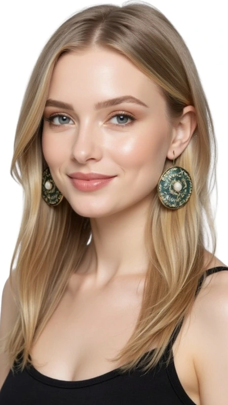 Τα χειρόγραφα σκουλαρίκια κρεμαστά με μαργαριτάρια αποτελούν μια εκλεπτυσμένη επιλογή για τη γυναίκα που αναζητά μοναδικότητα και στυλ. Σχεδιασμένα από την Ελληνίδα Σχεδιάστρια Κοσμημάτων Αικατερίνη Χαλκιαδάκη, αυτά τα εντυπωσιακά χειροποίητα κοσμήματα συνδυάζουν την κλασική ομορφιά των μαργαριταριών με τη σύγχρονη αισθητική.\u000AΚατασκευασμένα από ποιοτικό ορείχαλκο με μαύρη πατίνα, τα σκουλαρίκια διαθέτουν κυκλικό σχήμα με χαραγμένα χειρόγραφα κείμενα που δημιουργούν έναν artistic χαρακτήρα. Το κεντρικό λευκό μαργαριτάρι σε κάθε κομμάτι προσθέτει λάμψη και κομψότητα, ενώ το χρυσαφί φινίρισμα συμπληρώνει αρμονικά τη συνολική εμφάνιση.\u000AΑυτά τα μακριά κρεμαστά σκουλαρίκια είναι ιδανικά για εκδηλώσεις, γάμους ή καθημερινή εμφάνιση που θέλετε να ξεχωρίσει. Η χειροποίητη κατασκευή εγγυάται τη μοναδικότητα κάθε κομματιού.\u000AΥλικό: Ορείχαλκος \u000AΠέτρα: Πέρλα